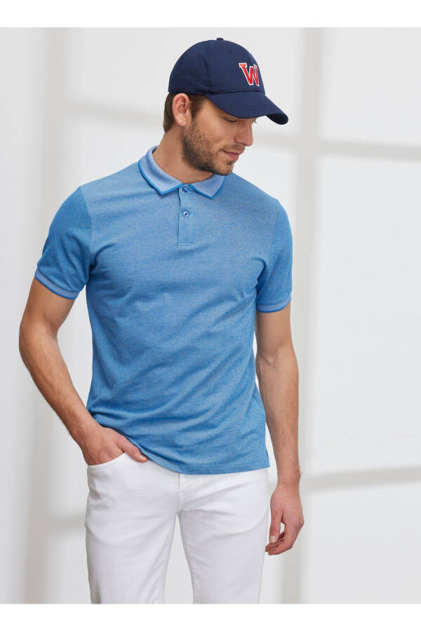 Polo Yaka Saks Melanj Erkek T-shirt 4a9000000003 - Saks Melanj - 1