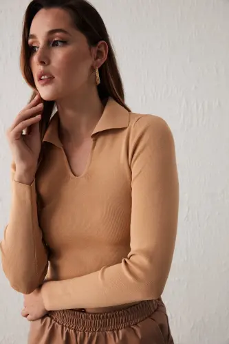 Polo Yaka Triko - Bisküvi - BİSKÜVİ - SATEEN (1)