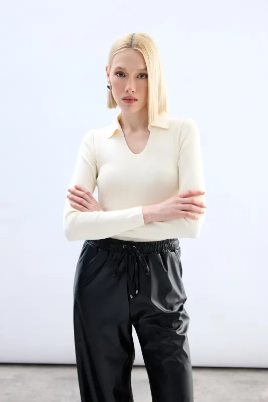 Polo Yaka Triko - Ekru-EKRU - 4