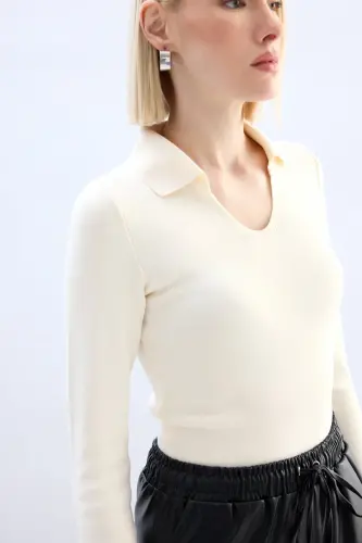 Polo Yaka Triko - Ekru-EKRU - 5
