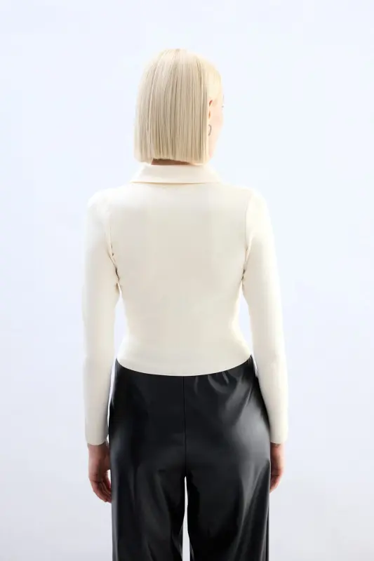 Polo Yaka Triko - Ekru-EKRU - 6