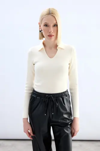 Polo Yaka Triko - Ekru-EKRU - SATEEN (1)