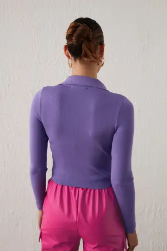 Polo Yaka Triko - Lila - LİLA - 5