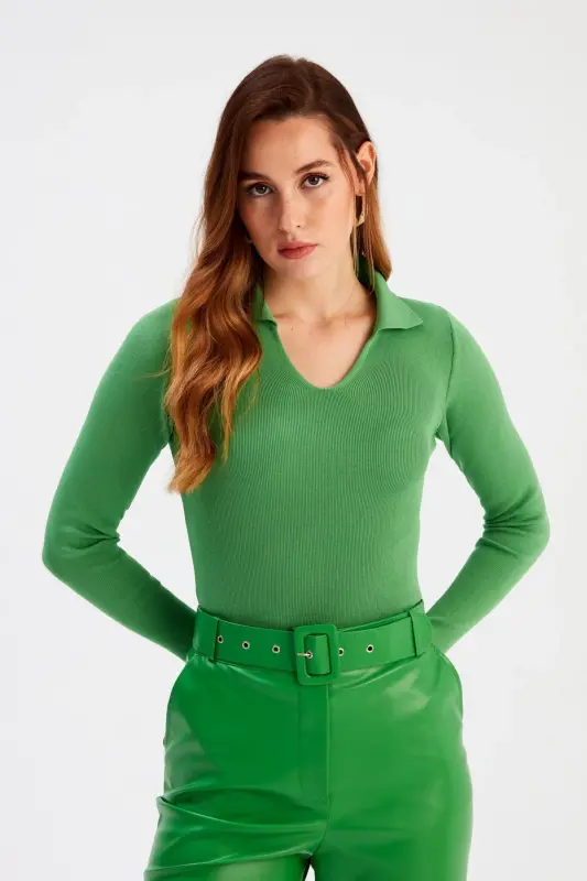 Polo Yaka Triko - Yeşil - YEŞİL - 3