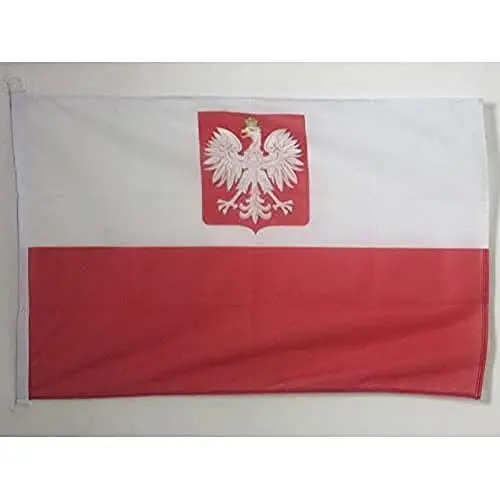 Poland with eagle NAUTICAL Flag 18'' x 12'' - Polish coat of arms flags 30 x 45 cm. - Banner 12x18 in for boat - AZ FLAG - 1
