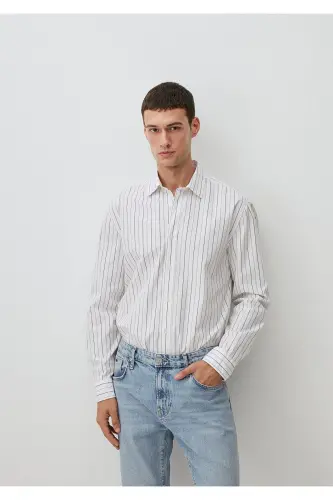 Полосатая белая рубашка Regular Fit / Normal Kesim 02 - 1
