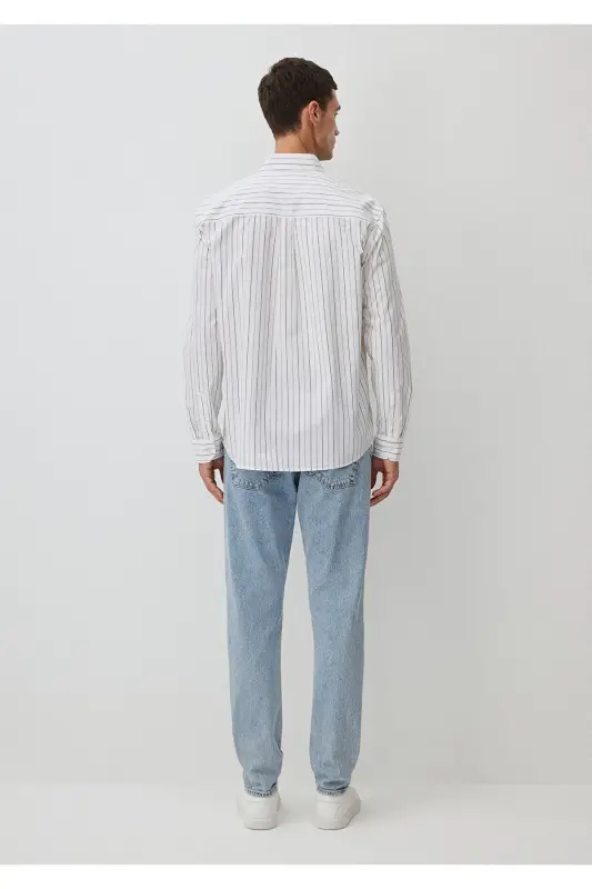 Полосатая белая рубашка Regular Fit / Normal Kesim 02 - 4