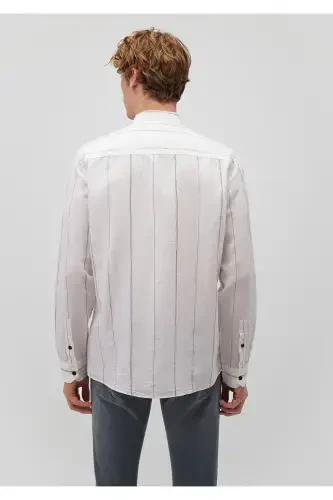 Полосатая Белая Рубашка Regular Fit / Normal Kesim 02 - 4