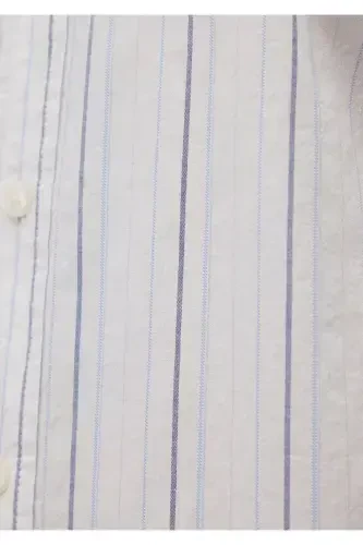 Полосатая Белая Рубашка Slim Fit / Узкий Крой 0211144- - 6