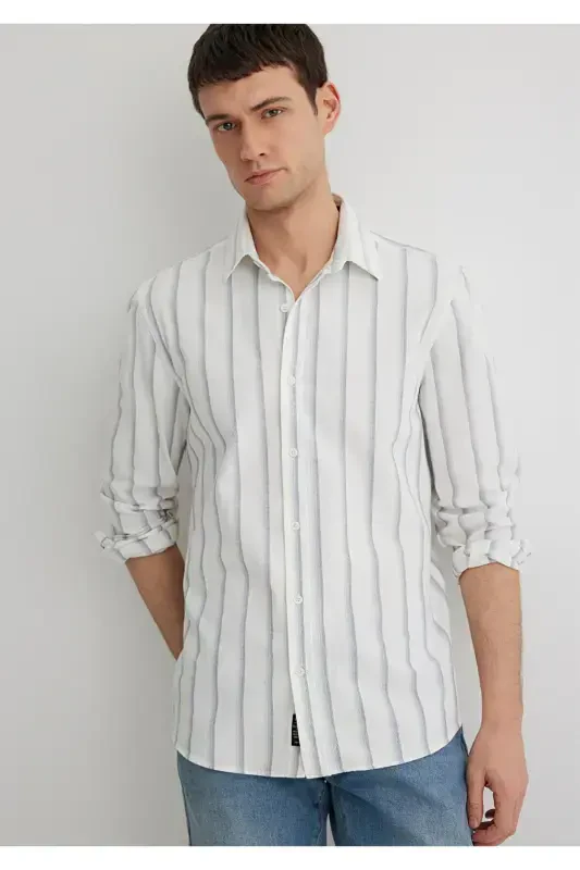 Полосатая Белая Рубашка Slim Fit / Узкий Крой 0211546- - MAVI