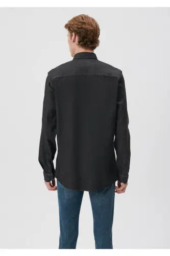 Полосатая Черная Рубашка Regular Fit / Normal Kesim 02 - 8