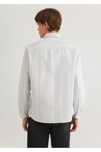 Полосатая Серая Рубашка Regular Fit / Normal Kesim 0211 - 5