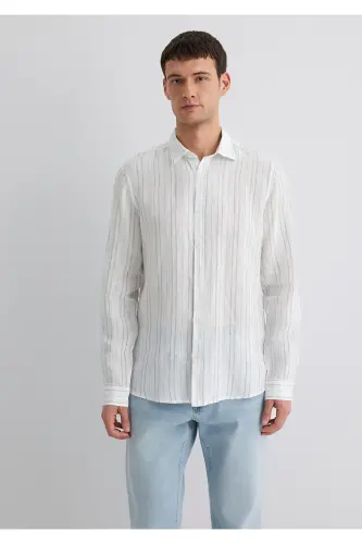 Полосатая Синяя Рубашка Regular Fit / Обычный Крой 021 - 4