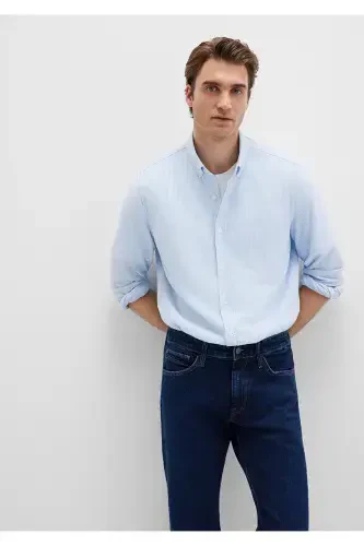 Полосатая Синяя Рубашка Slim Fit / Узкий Крой 0211402-8 - 1