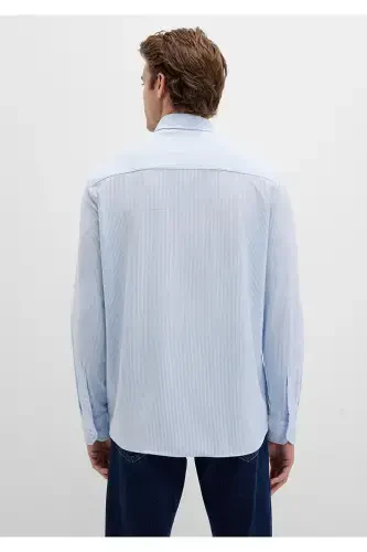 Полосатая Синяя Рубашка Slim Fit / Узкий Крой 0211402-8 - 5