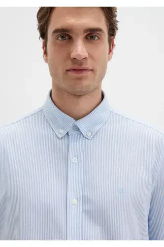 Полосатая Синяя Рубашка Slim Fit / Узкий Крой 0211402-8 - 6