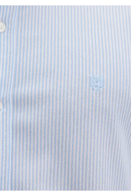 Полосатая Синяя Рубашка Slim Fit / Узкий Крой 0211402-8 - 7