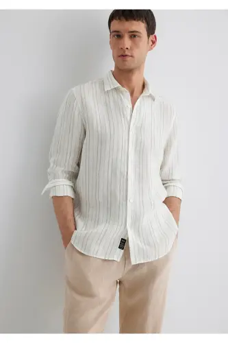 Полосатая Зеленая Рубашка Regular Fit / Normal Kesim 02 - MAVI (1)
