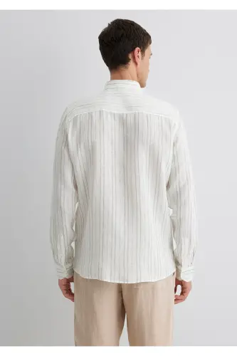 Полосатая Зеленая Рубашка Regular Fit / Normal Kesim 02 - 5