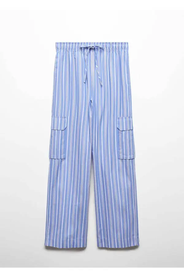 Полосатые хлопковые карго-брюки - 3