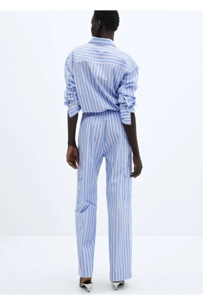 Полосатые хлопковые карго-брюки - 4