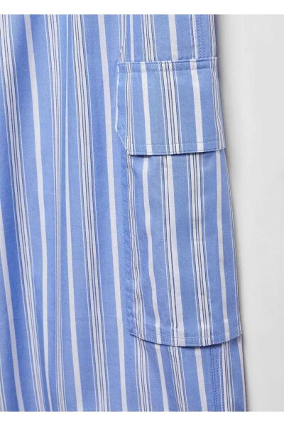 Полосатые хлопковые карго-брюки - 8