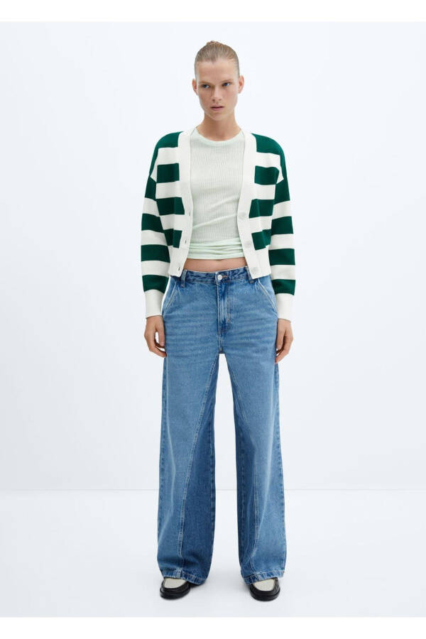 Полосатый кардиган с V-образным вырезом - 2