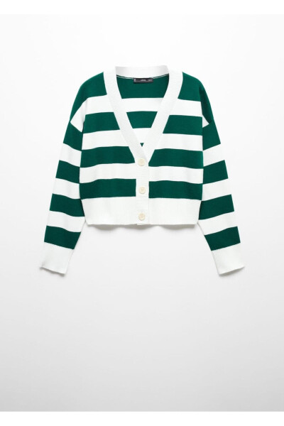 Полосатый кардиган с V-образным вырезом - 3