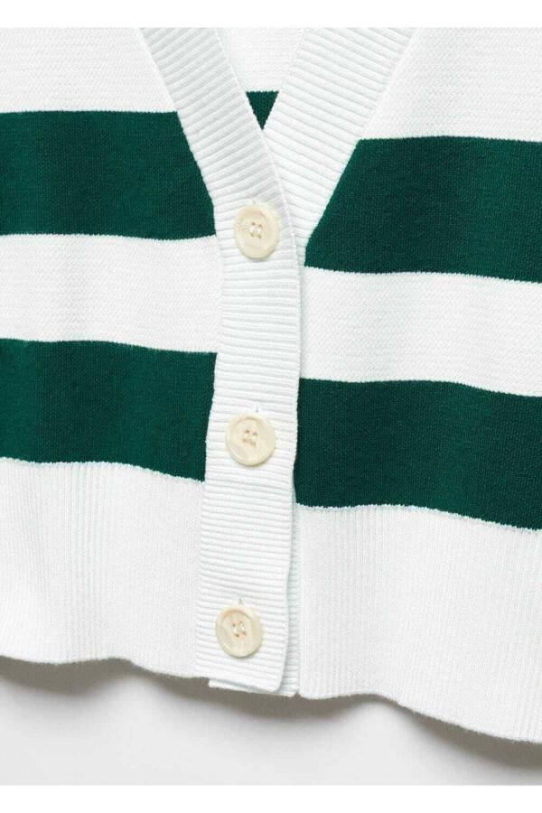 Полосатый кардиган с V-образным вырезом - 5