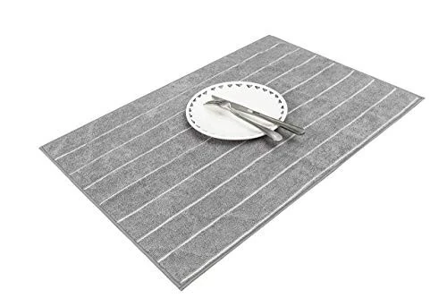 Полотенца для кухни из микрофибры - супер абсорбирующие, мягкие и однотонные полотенца для посуды, 8 штук (полосатый дизайн в сером и белом цвете), 26 х 18 дюймов - 5