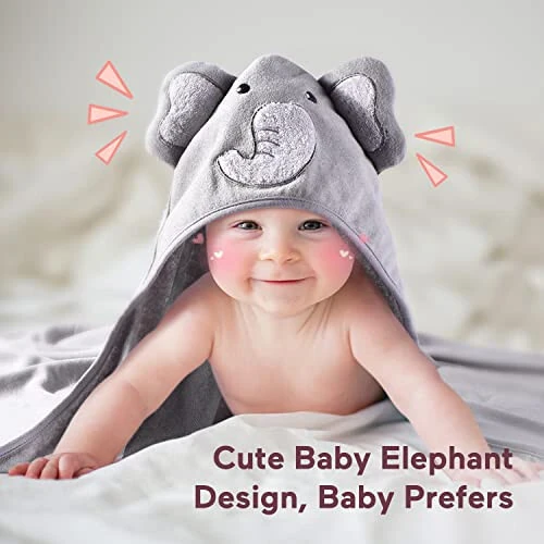 Полотенце с капюшоном Momcozy для младенцев, 8-часточный набор для купания для мальчиков или девочек, набор мочалок с милым дизайном, подарок для новорожденных, младенцев и малышей - 8