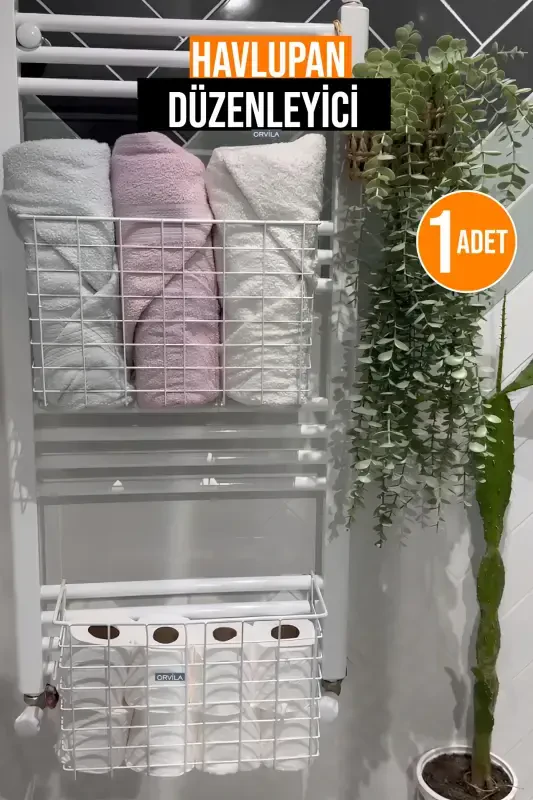 Полотенцедержатель, корзина для сушки полотенец, органайзер для туалетной бумаги, белый. - 4