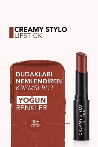 Полуматовая помада-карандаш - Creamy Stylo Lipstick - 006 Каштан - 8682536013666 - 6