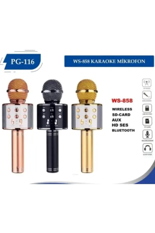 Polygold Ws 858 Blutooth Karaoke-pushti, oq - HANDHELD