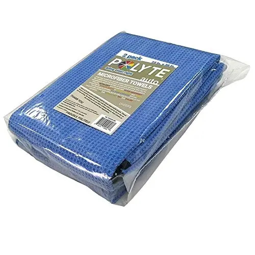 POLYTE Elite Microfiber Drying Towel (25x36, 2 Pack, Waffle, Blue) - 6