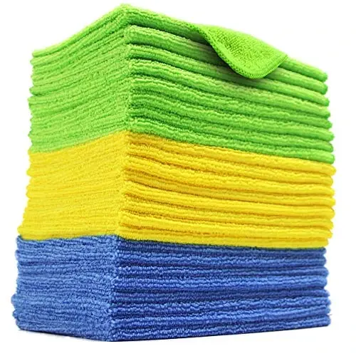 POLYTE Microfiber Cleaning Cloth, 12 x 16 in, Blue, Green, Yellow, 24 Pack - 1