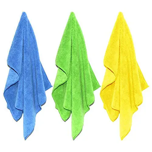 POLYTE Microfiber Cleaning Towel (16x24 in, 18 Pack, Blue,Green,Yellow) - 2