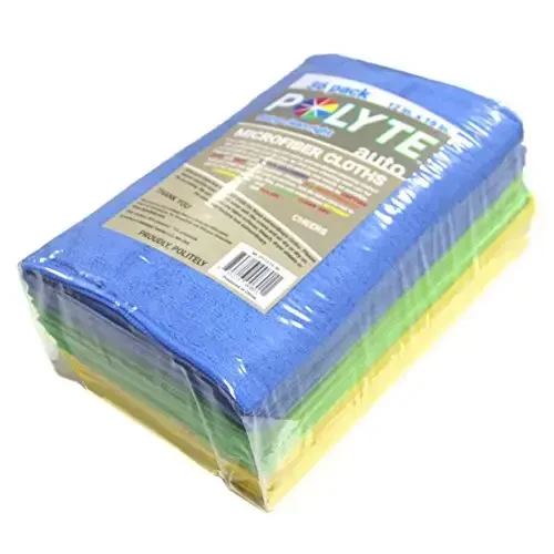 POLYTE Microfiber Tozalash Mato, 12 x 16 dyuym, Moviy, Yashil, Sariq, 24 dona - 6