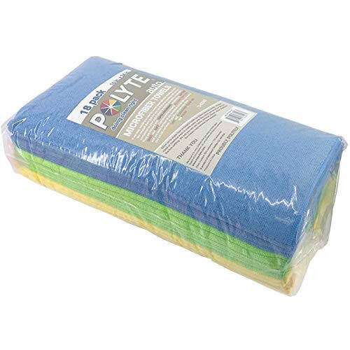 POLYTE Microfiber Cleaning Towel (16x24 in, 18 Pack, Blue,Green,Yellow) - 6