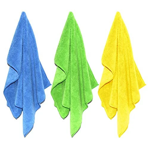 POLYTE Microfiber Cleaning Towel (16x24 in, 18 Pack, Blue,Green,Yellow) - 2
