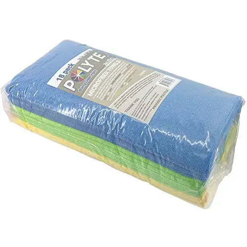 POLYTE Microfiber Cleaning Towel (16x24 in, 18 Pack, Blue,Green,Yellow) - 6
