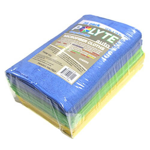 POLYTE Microfiber Cleaning Cloth, 12 x 16 in, Blue, Green, Yellow, 36 Pack - 6