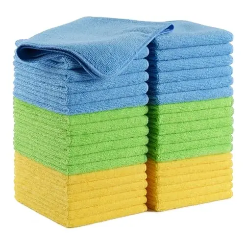 POLYTE Microfiber Cleaning Cloth, 12 x 16 in, Blue, Green, Yellow, 36 Pack - 5