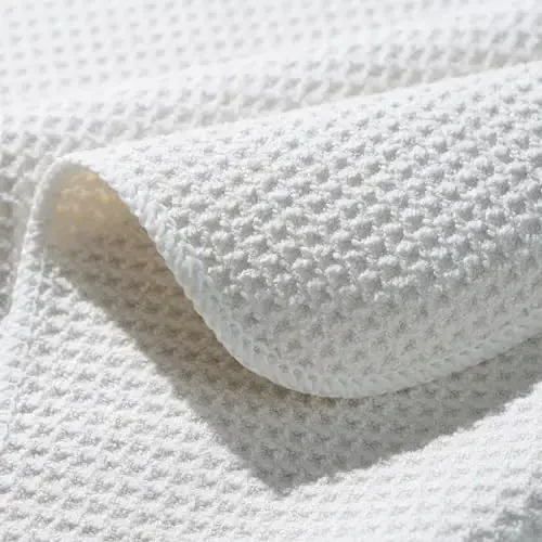 POLYTE Premium Microfiber Kitchen Dish Hand Towel Waffle Weave 12 Pack (16x28 in, Off White) - 4