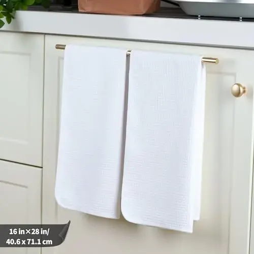 POLYTE Premium Microfiber Oshxona Idish Qo'l Sochiq Waffli To'qima 12 Dona (16x28 dyuym, Oq) - 2