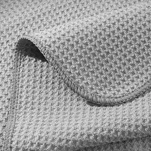 POLYTE Premium Microfiber Oshxona Sochig'i Vafli To'quv 12 Paket (12x12 dyuym, To'q ko'k, Kulrang, Oq) - 4