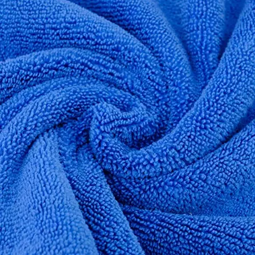 POLYTE Premium Microfiber Tozalash Sochigi, 16x16 dyuym 36 dona (Moviy, Kulrang, Sariq) - 4