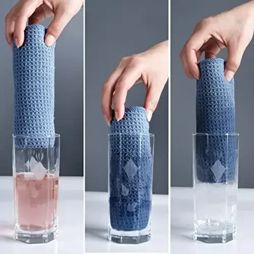 POLYTE Premium Microfiber Kitchen Dish Cloth Waffle Weave 12 Pack (12x12 in, Dark Blue, Gray, Off White) - POLYTE (1)