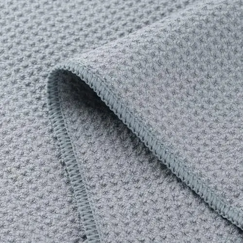 POLYTE Premium Mikrofiber Mutfak Bulaşık El Havlusu Waffle Örgü 12'li Paket (16x28 inç, Gri) - 5