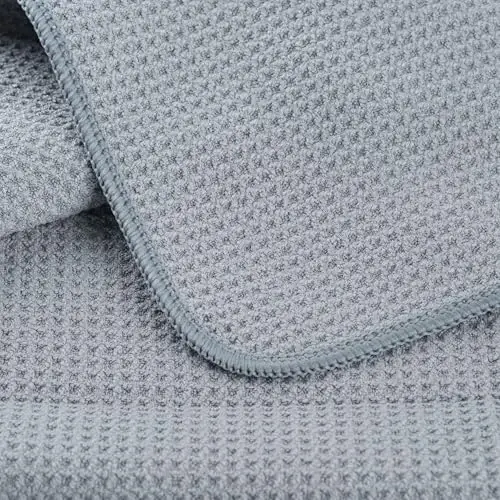 POLYTE Premium Mikrofiber Mutfak Bulaşık El Havlusu Waffle Örgü 12'li Paket (16x28 inç, Gri) - 6